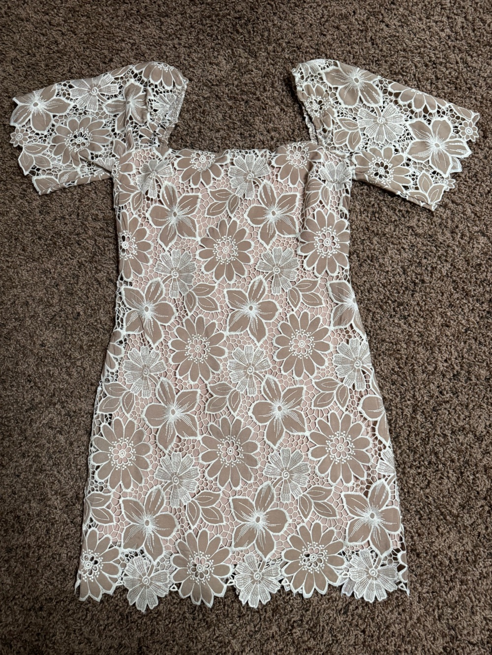 White Floral Lace with Nude Lining